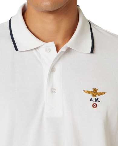 polo off white uomo con aquila turrita ricamata | AERONAUTICA MILITARE polo off white uomo con aquila turrita ricamata | AERONAUTICA MILITARE