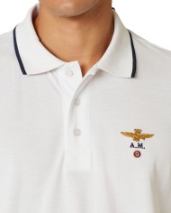 polo off white uomo con aquila turrita ricamata | AERONAUTICA MILITARE