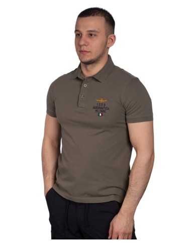polo verde militare da uomo con logo ricamo | AERONAUTICA MILITARE polo verde militare da uomo con logo ricamo | AERONAUTICA MILITARE