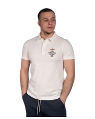polo bianco panna da uomo con logo ricamo | AERONAUTICA MILITARE polo bianco panna da uomo con logo ricamo | AERONAUTICA MILITARE