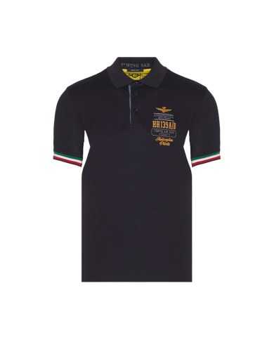 polo blu uomo con maniche e colletto a costine | AERONAUTICA MILITARE polo blu uomo con maniche e colletto a costine | AERONAUTICA MILITARE