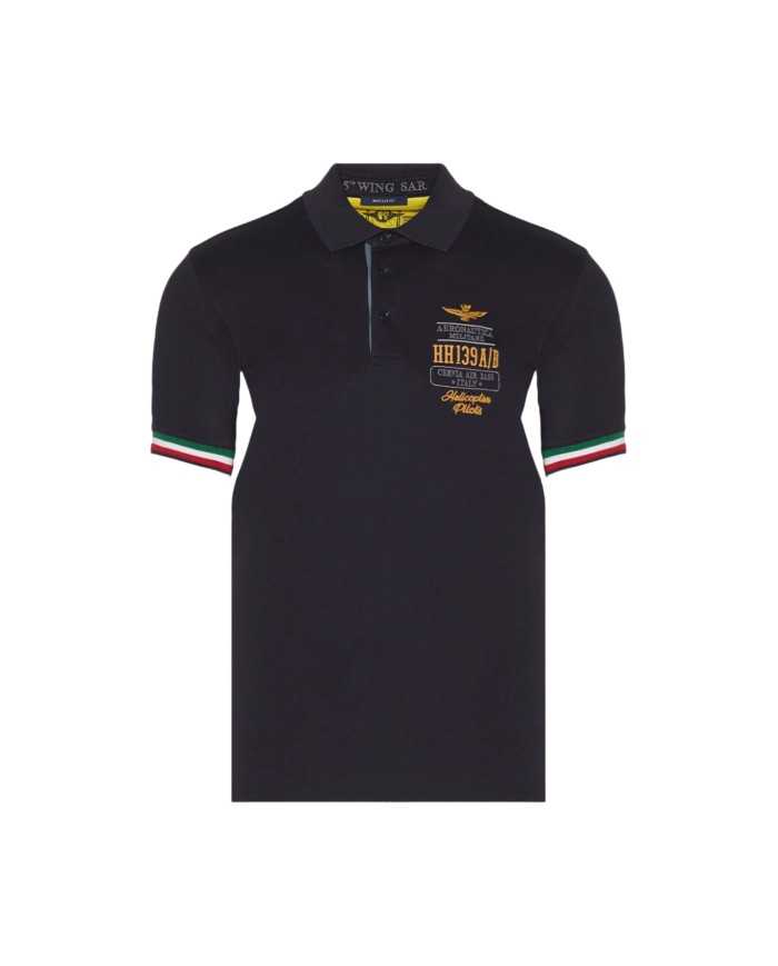 polo blu uomo con maniche e colletto a costine | AERONAUTICA MILITARE polo blu uomo con maniche e colletto a costine | AERONAUTICA MILITARE