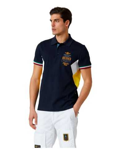 polo blu uomo con maniche e colletto a costine | AERONAUTICA MILITARE polo blu uomo con maniche e colletto a costine | AERONAUTICA MILITARE