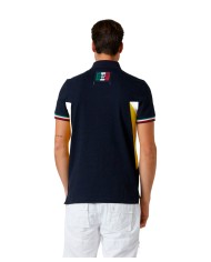 polo blu uomo con maniche e colletto a costine | AERONAUTICA MILITARE
