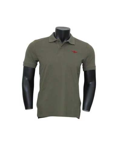 polo verde da uomo con spacchi laterali sotto | AERONAUTICA MILITARE polo verde da uomo con spacchi laterali sotto | AERONAUTICA MILITARE