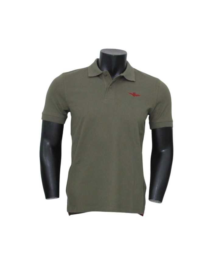 polo verde da uomo con spacchi laterali sotto | AERONAUTICA MILITARE polo verde da uomo con spacchi laterali sotto | AERONAUTICA MILITARE