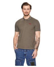 polo verde da uomo con spacchi laterali sotto | AERONAUTICA MILITARE