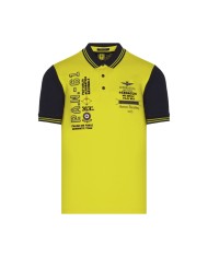 polo giallo e blu navy uomo a maniche bicolore | AERONAUTICA MILITARE