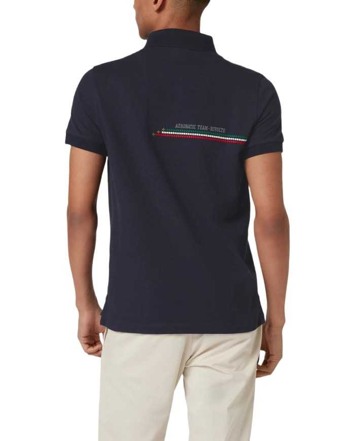 polo blu navy uomo con ricami e scie tricolore | AERONAUTICA MILITARE polo blu navy uomo con ricami e scie tricolore | AERONAUTICA MILITARE