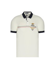 polo off white uomo con ricami e scie tricolore | AERONAUTICA MILITARE