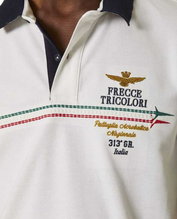polo off white uomo con ricami e scie tricolore | AERONAUTICA MILITARE polo off white uomo con ricami e scie tricolore | AERONAUTICA MILITARE
