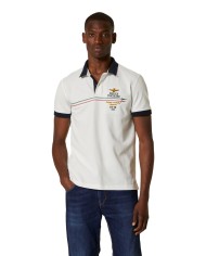 polo off white uomo con ricami e scie tricolore | AERONAUTICA MILITARE