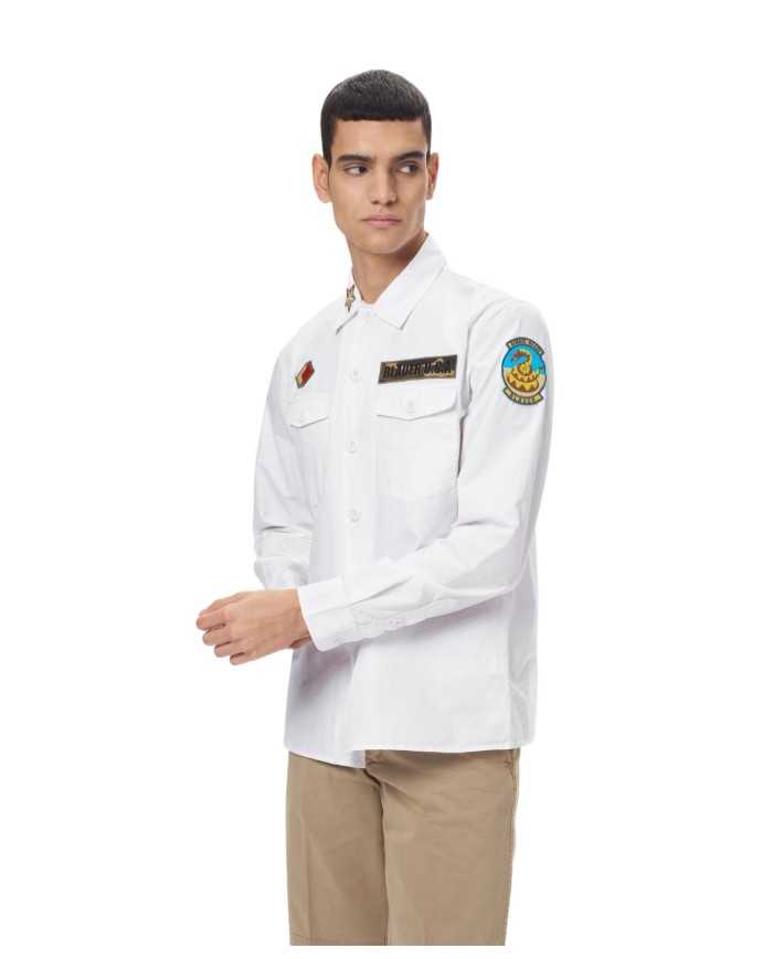 camicia bianca da uomo con 4 patch logate sui lati | BLAUER camicia bianca da uomo con 4 patch logate sui lati | BLAUER