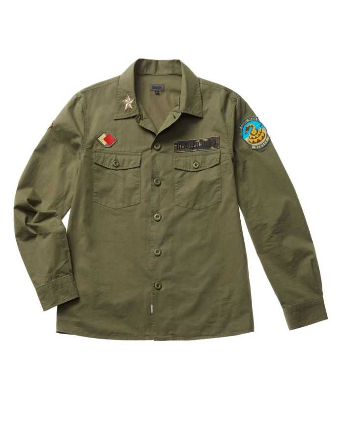 camicia verde loden da uomo con 4 patch logate sui lati | BLAUER camicia verde loden da uomo con 4 patch logate sui lati | BLAUER