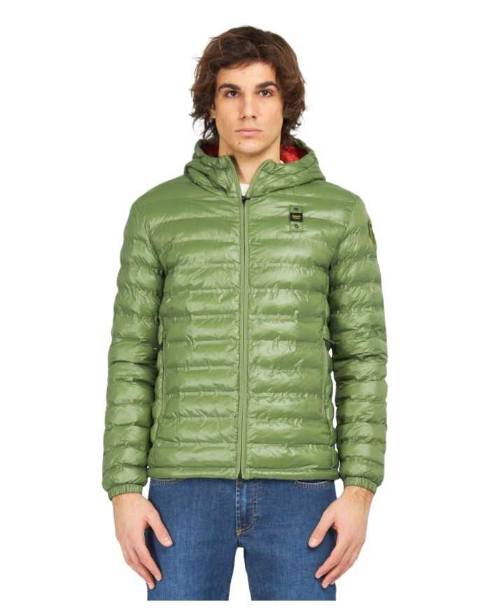 piumino verde loden da uomo con cuciture nastrate a righe | BLAUER piumino verde loden da uomo con cuciture nastrate a righe | BLAUER