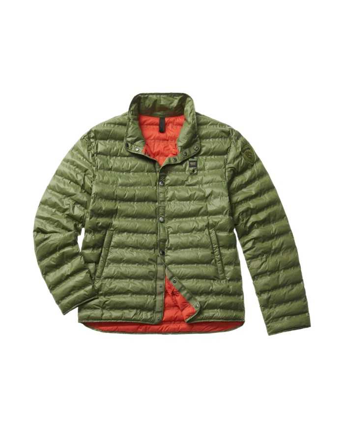 piumino verde da uomo con impuntura a righe verticali | BLAUER piumino verde da uomo con impuntura a righe verticali | BLAUER