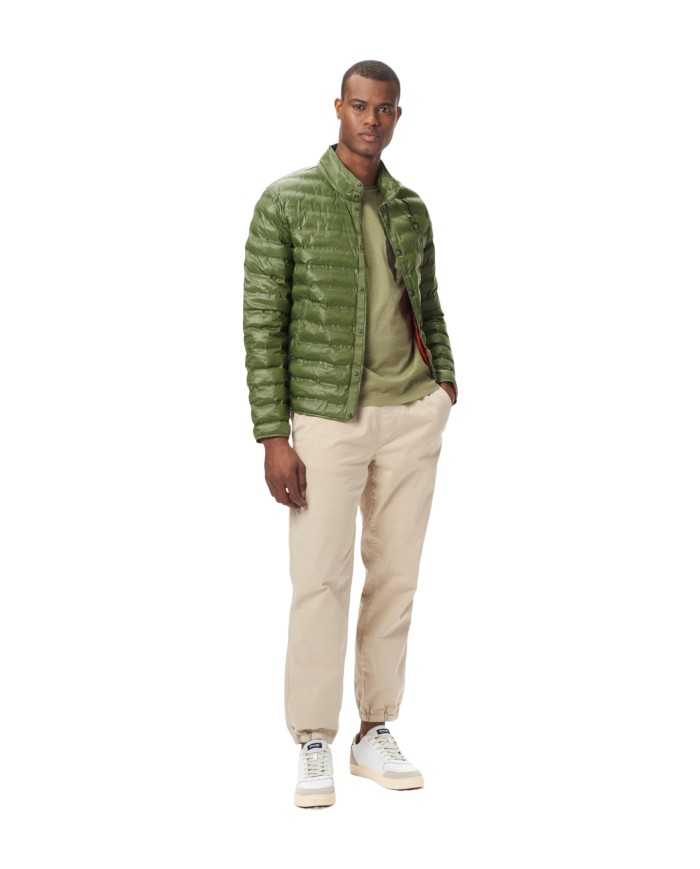 piumino verde da uomo con impuntura a righe verticali | BLAUER piumino verde da uomo con impuntura a righe verticali | BLAUER