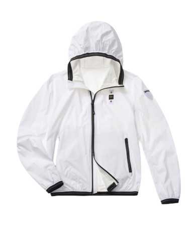 giubbino a vento bianco con velcro di chiusura e logo patch | BLAUER giubbino a vento bianco con velcro di chiusura e logo patch | BLAUER
