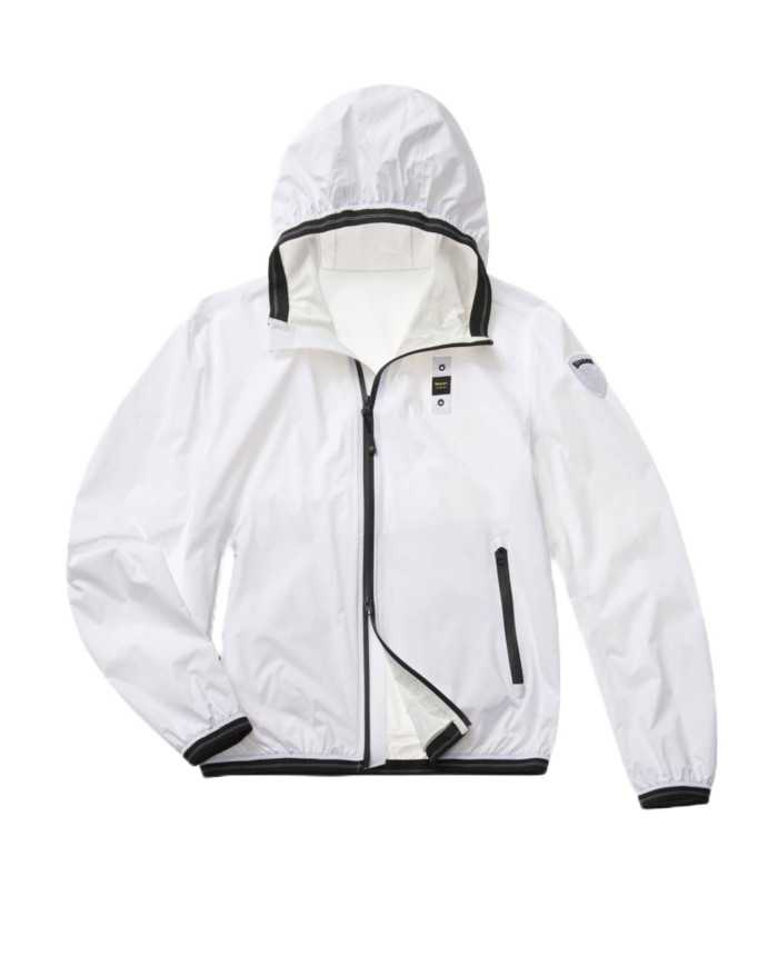 giubbino a vento bianco con velcro di chiusura e logo patch | BLAUER giubbino a vento bianco con velcro di chiusura e logo patch | BLAUER
