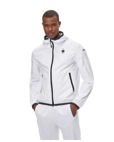 giubbino a vento bianco con velcro di chiusura e logo patch | BLAUER giubbino a vento bianco con velcro di chiusura e logo patch | BLAUER