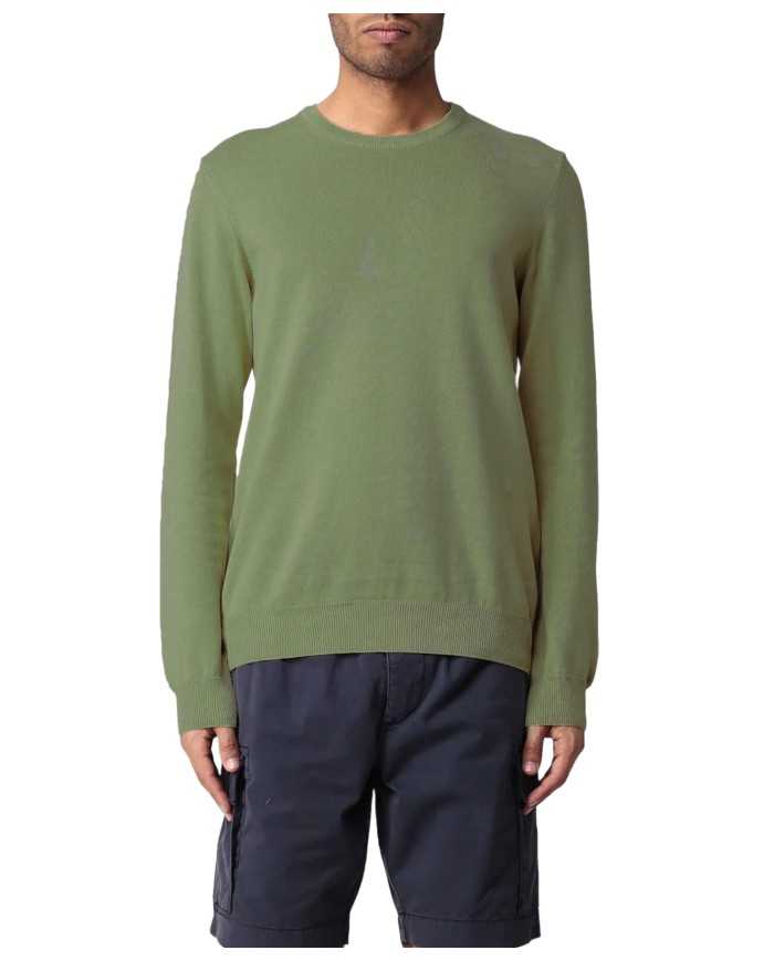 maglia slim verde loden da uomo con orli alle maniche | BLAUER maglia slim verde loden da uomo con orli alle maniche | BLAUER