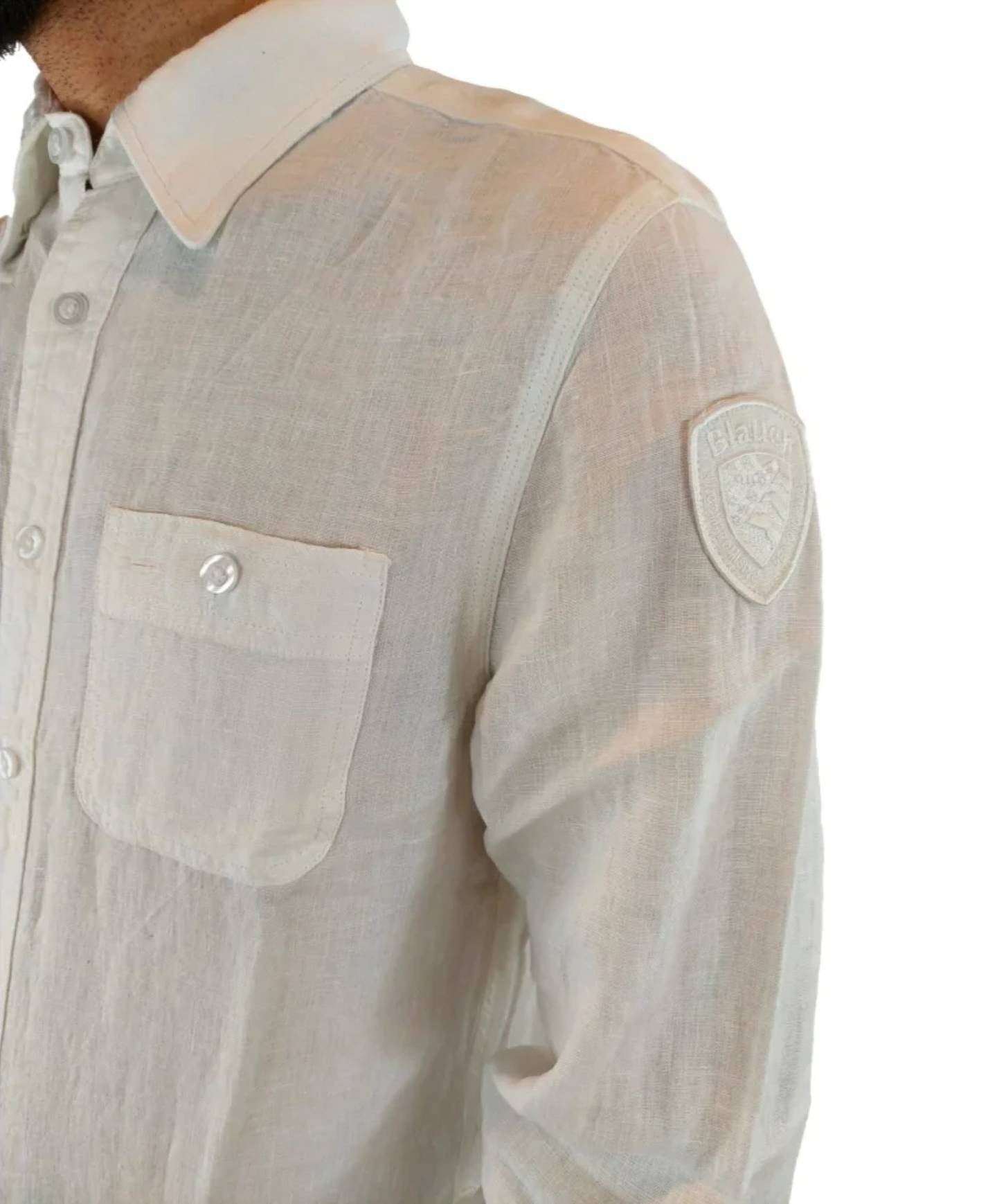 BLAUER Camicia Uomo 23SBLUS01346 005999 P EM lino con tessuto legge