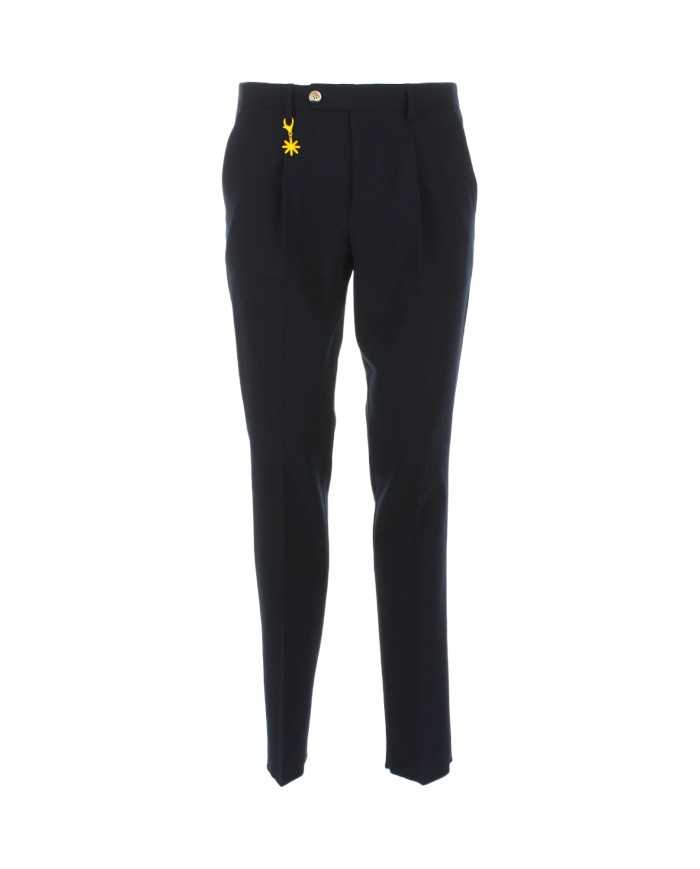 pantalone slim blu da uomo con pinces | MANUEL RITZ pantalone slim blu da uomo con pinces | MANUEL RITZ
