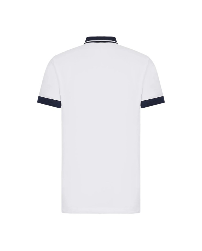 polo bianca da uomo logata sul petto e con detttagli a contrasto | EA7