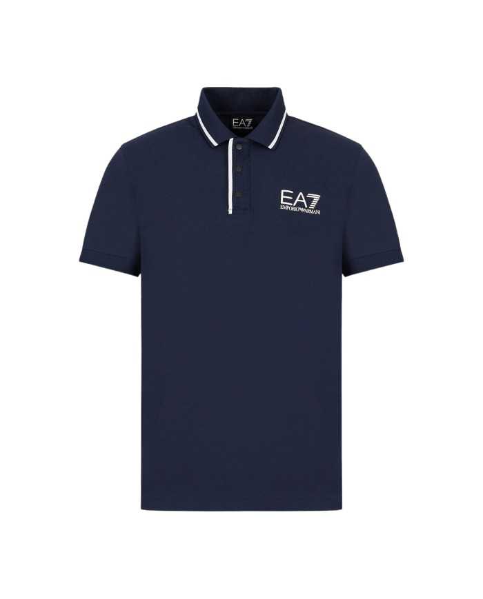 EA7 Polo Uomo 3RPF17 PJ03Z P-EM cotone girocollo logata a contrasto...