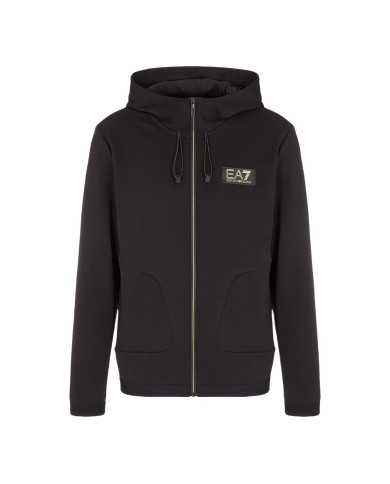 felpa nera da uomo con patch dorata e logo su petto | EA7 felpa nera da uomo con patch dorata e logo su petto | EA7