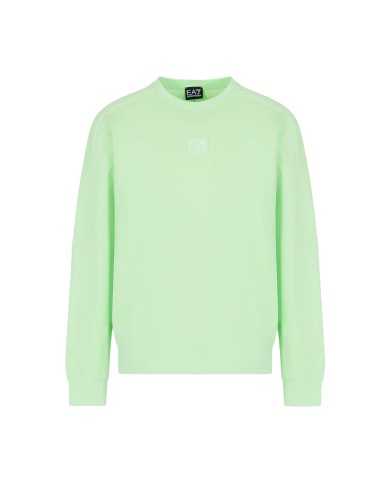 felpa verde paradiso da uomo con polsi in maglia stretch e logo | EA7 felpa verde paradiso da uomo con polsi in maglia stretch e logo | EA7