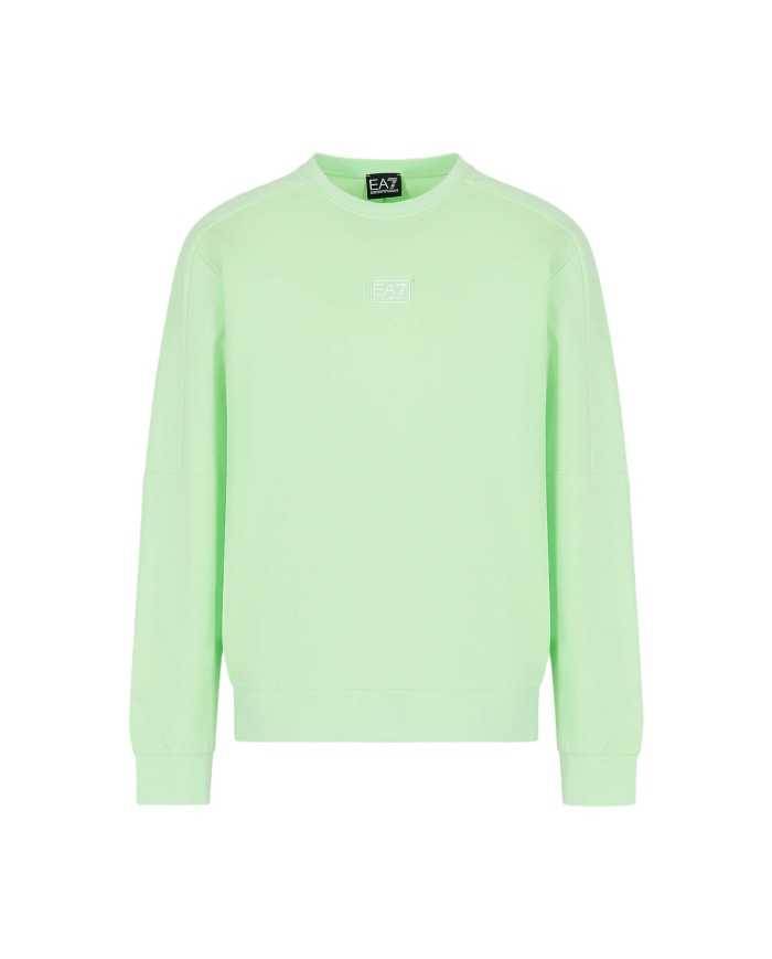felpa verde paradiso da uomo con polsi in maglia stretch e logo | EA7 felpa verde paradiso da uomo con polsi in maglia stretch e logo | EA7