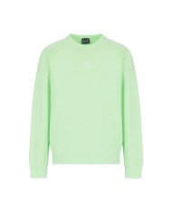 felpa verde paradiso da uomo con polsi in maglia stretch e logo | EA7 felpa verde paradiso da uomo con polsi in maglia stretch e logo | EA7