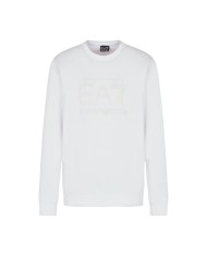 felpa bianca da uomo con polsi in maglia stretch e logo | EA7