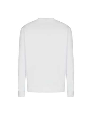 felpa bianca da uomo con polsi in maglia stretch e logo | EA7