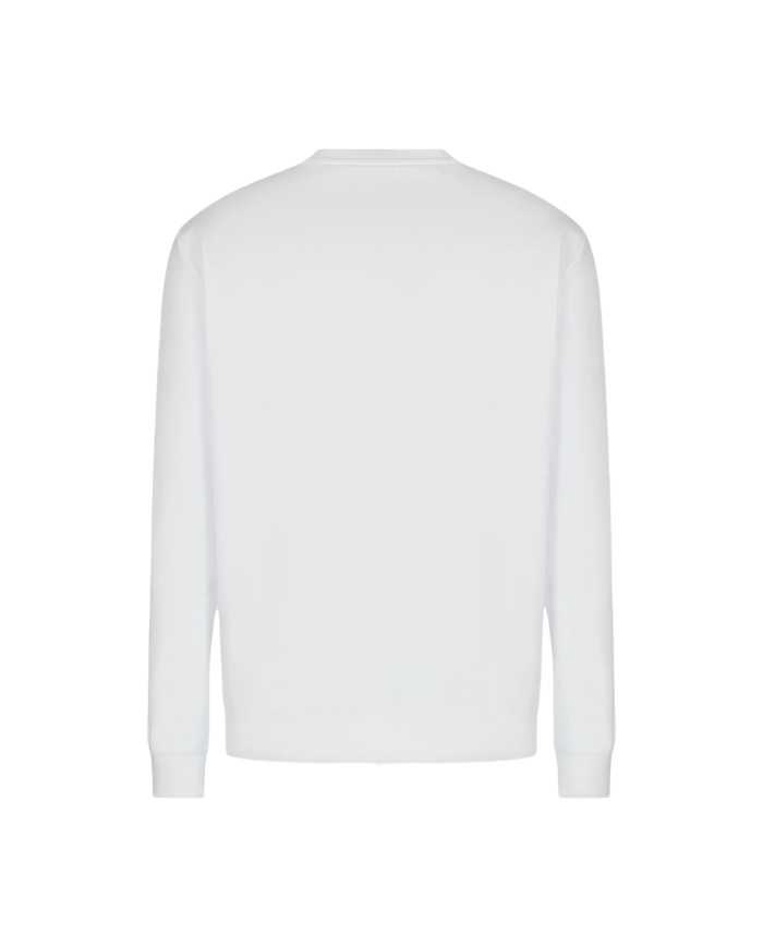 felpa bianca da uomo con polsi in maglia stretch e logo | EA7