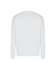 felpa bianca da uomo con polsi in maglia stretch e logo | EA7