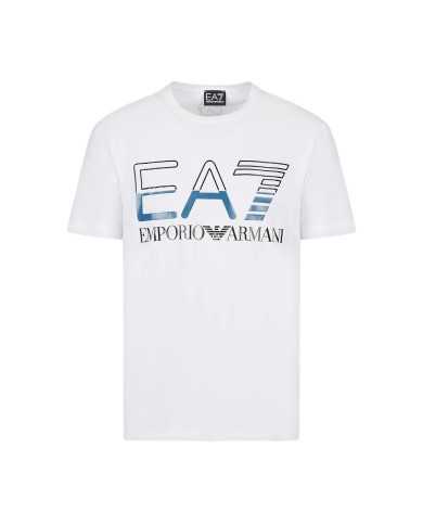 t-shirt bianca da uomo con logo bicolore su petto | EA7