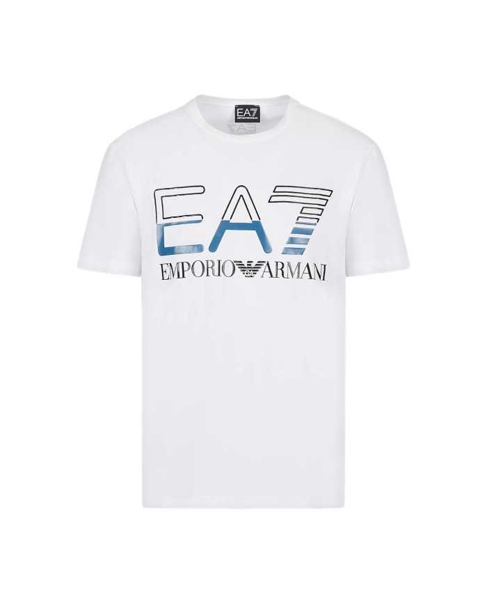 t-shirt bianca da uomo con logo bicolore su petto | EA7