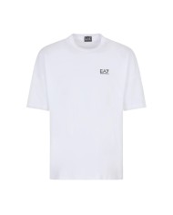 t-shirt bianca da uomo con logo su petto e stampa di collezione | EA7
