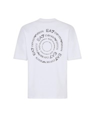 t-shirt bianca da uomo con logo su petto e stampa di collezione | EA7