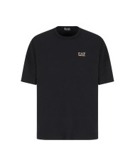 t-shirt nera da uomo con logo su petto e stampa di collezione | EA7