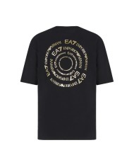 t-shirt nera da uomo con logo su petto e stampa di collezione | EA7