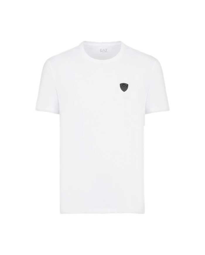 t-shirt bianca da uomo con patch scudetto con logo su petto | EA7 t-shirt bianca da uomo con patch scudetto con logo su petto | EA7