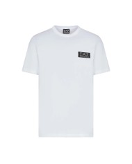 t-shirt bianca da uomo con logo patch su petto | EA7 t-shirt bianca da uomo con logo patch su petto | EA7