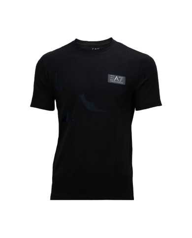 t-shirt nera da uomo con logo patch su petto | EA7 t-shirt nera da uomo con logo patch su petto | EA7