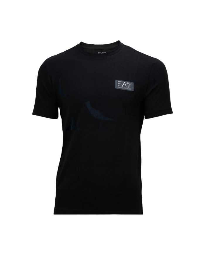 t-shirt nera da uomo con logo patch su petto | EA7 t-shirt nera da uomo con logo patch su petto | EA7