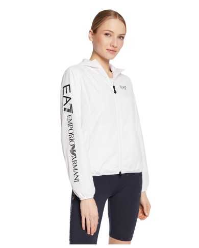 giubbino bianco da donna con logo su petto e manica destra | EA7 giubbino bianco da donna con logo su petto e manica destra | EA7