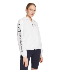 giubbino bianco da donna con logo su petto e manica destra | EA7 giubbino bianco da donna con logo su petto e manica destra | EA7