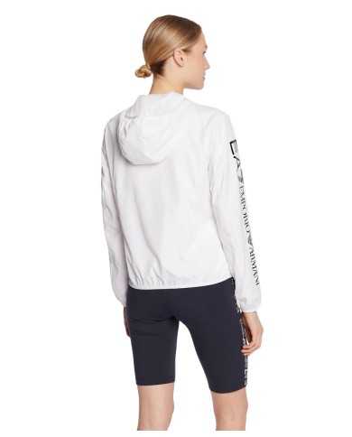 giubbino bianco da donna con logo su petto e manica destra | EA7 giubbino bianco da donna con logo su petto e manica destra | EA7